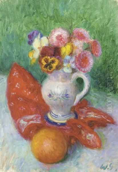 Still Life with Vase of Flowers Oil Painting by William Glackens