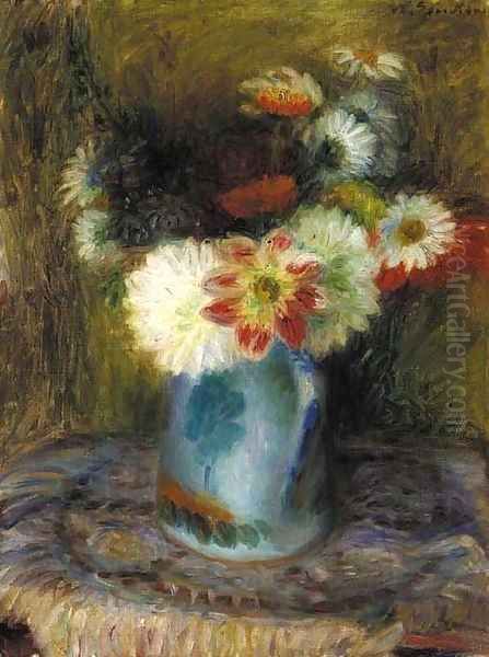 Flowers in a Jug Oil Painting by William Glackens