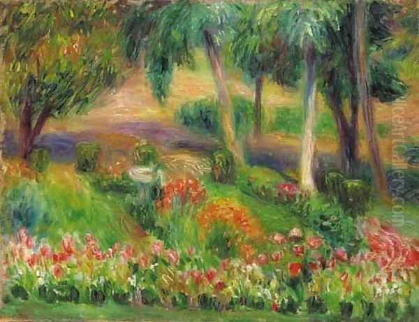 Garden with Birdbath Oil Painting by William Glackens