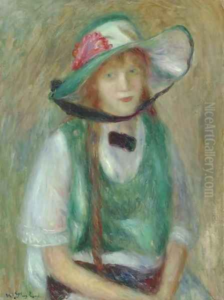 Girl in Green Oil Painting by William Glackens