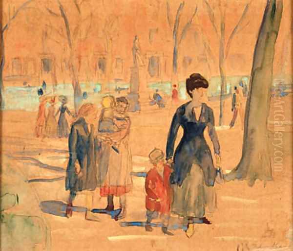 In the Park (Washington Square) Oil Painting by William Glackens