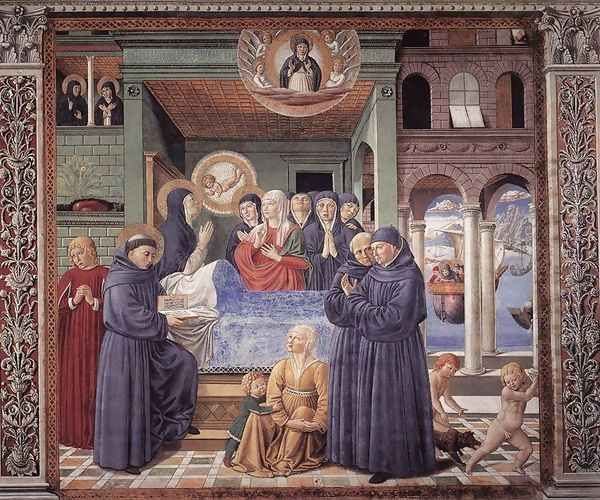 Death Of St Monica (scene 13 South Wall) Oil Painting by Benozzo di Lese di Sandro Gozzoli