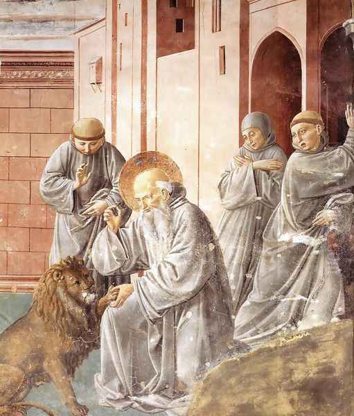 St Jerome Pulling a Thorn from a Lion's Paw 1452 Oil Painting by Benozzo di Lese di Sandro Gozzoli