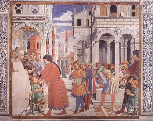 The School of Tagaste (scene 1, north wall) 1464-65 Oil Painting by Benozzo di Lese di Sandro Gozzoli