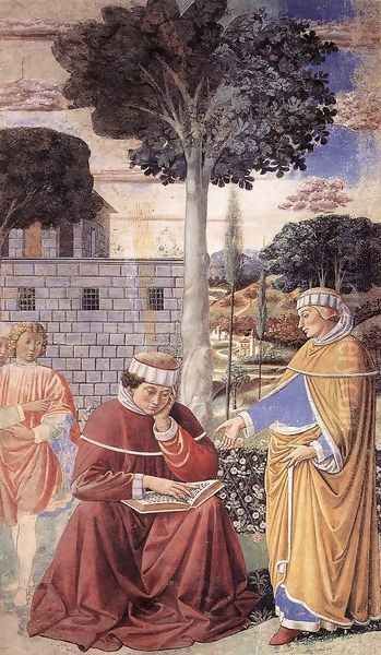 St Augustine Reading the Epistle of St Paul (scene 10, east wall) 1464-65 by Benozzo di Lese di Sandro Gozzoli