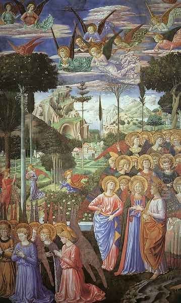 Angels Worshipping-3 1459 Oil Painting by Benozzo di Lese di Sandro Gozzoli