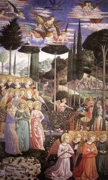 Angels Worshipping (left side of the chancel) 1459-60 Oil Painting by Benozzo di Lese di Sandro Gozzoli