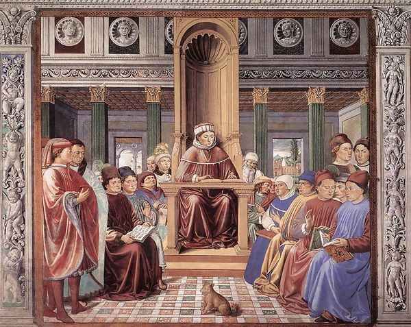 St Augustine Teaching in Rome (scene 6, south wall) 1464-65 Oil Painting by Benozzo di Lese di Sandro Gozzoli