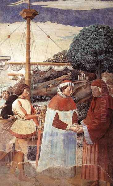 Disembarkation at Ostia (scene 5, east wall) 1464-65 Oil Painting by Benozzo di Lese di Sandro Gozzoli