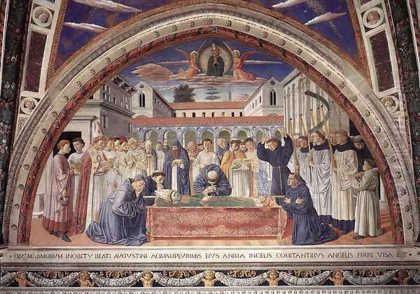 Funeral of St Augustine (scene 17, south wall) 1464-65 Oil Painting by Benozzo di Lese di Sandro Gozzoli