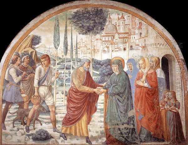 Meeting at the Golden Gate 1491 Oil Painting by Benozzo di Lese di Sandro Gozzoli