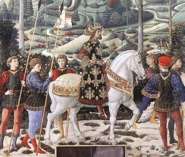 Procession of the Middle King (detail 1) 1459-60 Oil Painting by Benozzo di Lese di Sandro Gozzoli