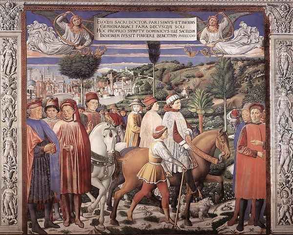 St Augustine Departing for Milan (scene 7, south wall) 1464-65 Oil Painting by Benozzo di Lese di Sandro Gozzoli