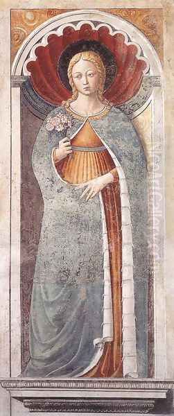 St Fina (on the pillar) 1464-65 Oil Painting by Benozzo di Lese di Sandro Gozzoli