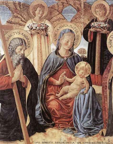 Madonna and Child between Sts Andrew and Prosper (detail) 1466 Oil Painting by Benozzo di Lese di Sandro Gozzoli