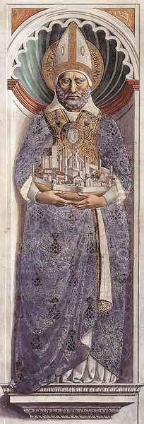 St Gimignano (on the pillar) 1464-65 Oil Painting by Benozzo di Lese di Sandro Gozzoli