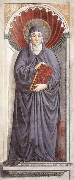 St Monica (on the pillar) 1464-65 Oil Painting by Benozzo di Lese di Sandro Gozzoli