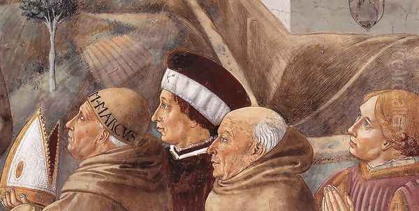 Scenes from the Life of St Francis (detail of scene 7, south wall) 1452 Oil Painting by Benozzo di Lese di Sandro Gozzoli