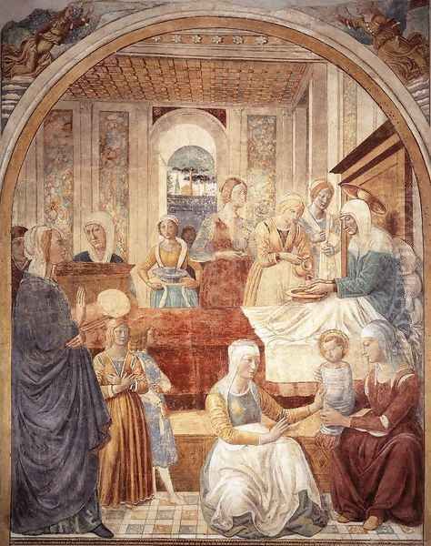 Birth of Mary Oil Painting by Benozzo di Lese di Sandro Gozzoli