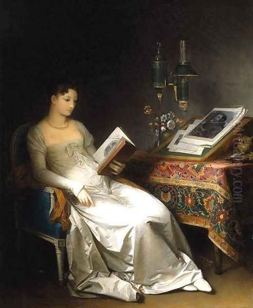 Lady Reading in an Interior 1795-1800 Oil Painting by Marguerite Gerard