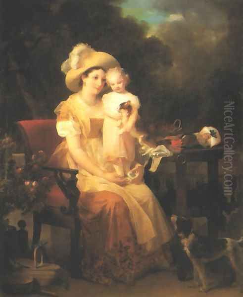 Young Woman and Child Oil Painting by Marguerite Gerard