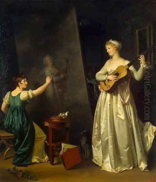 Artist Painting a Portrait of a Musician Oil Painting by Marguerite Gerard