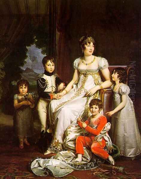 Caroline Murat and her Children 1808 Oil Painting by Baron Francois Gerard