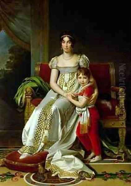 Hortense de Beauharnais 1783-1837 Queen of Holland and her Son Napoleon Charles Bonaparte 1802-07 Oil Painting by Baron Francois Gerard