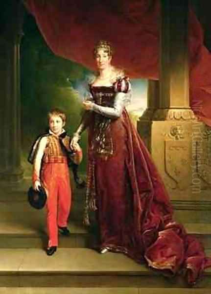 Marie Amelie de Bourbon 1782-1866 Duchess of Orleans and her Son Prince Ferdinand 1810-42 Duke of Chartres Oil Painting by Baron Francois Gerard