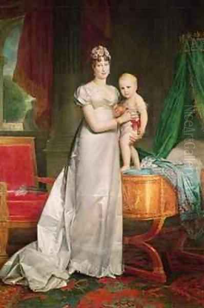 Marie Louise 1791-1847 and the King of Rome 1811-32 Oil Painting by Baron Francois Gerard