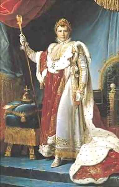 Napoleon I in his coronation robe Oil Painting by Baron Francois Gerard