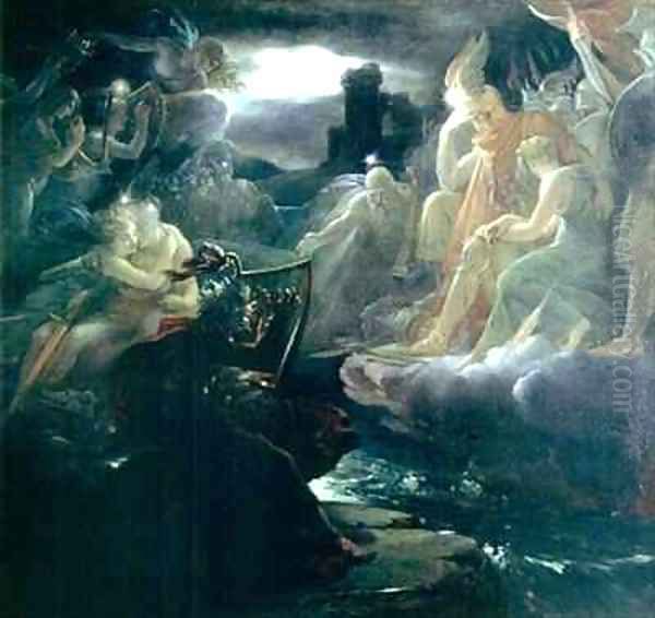 Ossian Conjuring up the Spirits on the Banks of the River Lora with the Sound of his Harp Oil Painting by Baron Francois Gerard