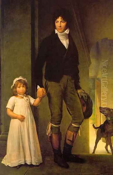 Jean-Baptiste Isabey and his Daughter Oil Painting by Baron Francois Gerard