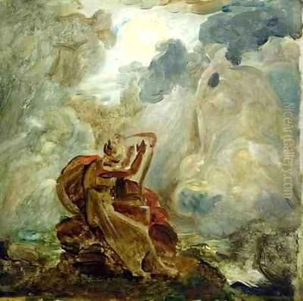 Ossian Conjures Up the Spirits with His Harp on the Banks of the River of Lora Oil Painting by Baron Francois Gerard