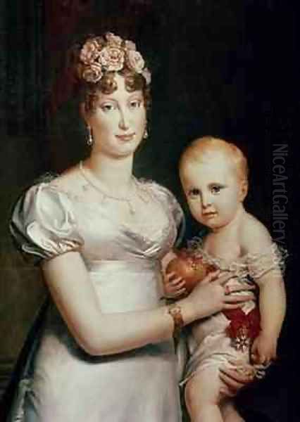 Marie Louise 1791-1847 of Habsbourg Lorraine and the King of Rome 1811-32 Oil Painting by Baron Francois Gerard