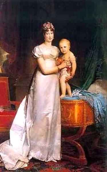 Marie Louise Empress Of France With Her Son Napoleon II King of Rome Oil Painting by Baron Francois Gerard