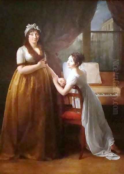 La Comtesse de Morel Vinde and Her Daughter Oil Painting by Baron Francois Gerard