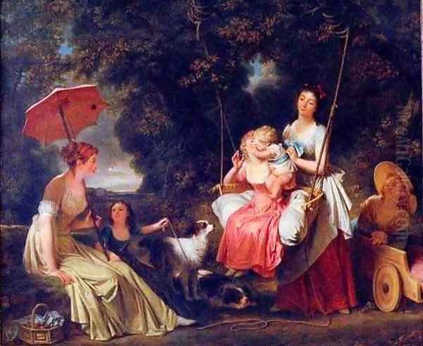 Women and Children in a Park Oil Painting by Baron Francois Gerard