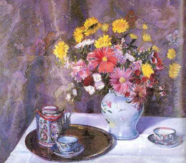 Imari Tea Set Oil Painting by Bernhard Gutmann