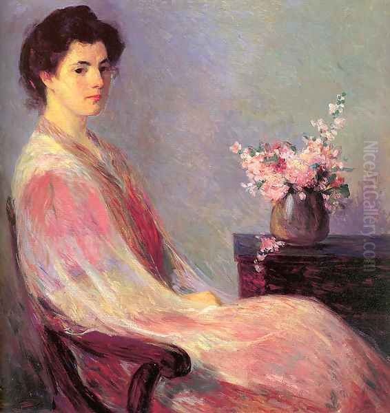 Lady in Pink Oil Painting by Bernhard Gutmann