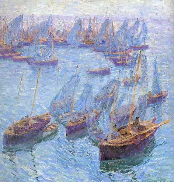 Breton Fishing Boats 1912 Oil Painting by Bernhard Gutmann