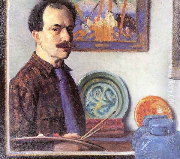 Mirror Self-Portrait Oil Painting by Bernhard Gutmann