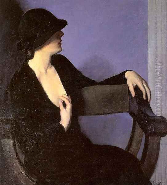 Study of a Woman in Black 1932 Oil Painting by Bernhard Gutmann