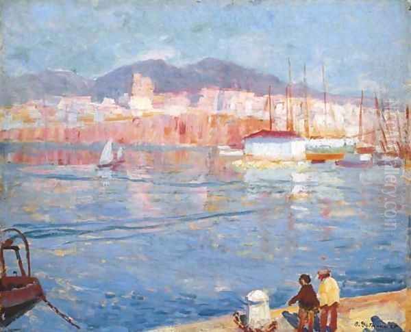 Early Morning Mallorca (St. Catalina from the Pier) Oil Painting by Bernhard Gutmann