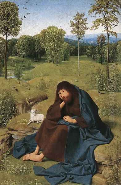 John the Baptist in the Wilderness 1490-95 Oil Painting by Tot Sint Jans Geertgen