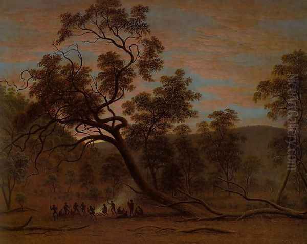 Corrobery of Natives in Mills Plains Oil Painting by John Glover