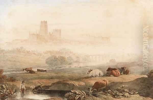 View of Durham Oil Painting by John Glover