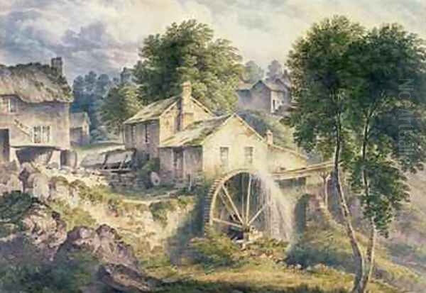 Mill in Bonsall Dale Derbyshire Oil Painting by John Glover