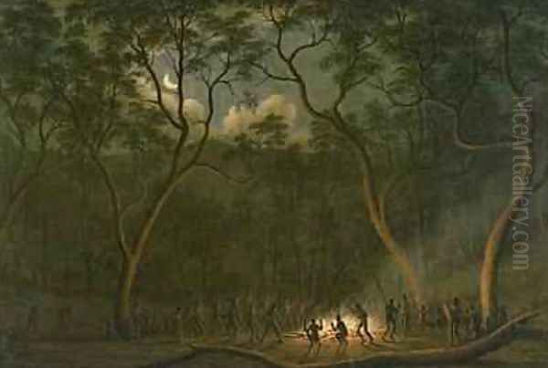 Aboriginal Coroboree in Van Diemens Land Oil Painting by John Glover