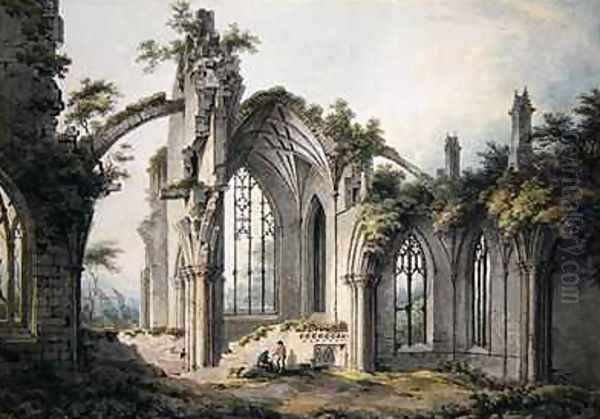 Melrose Abbey Oil Painting by John Glover